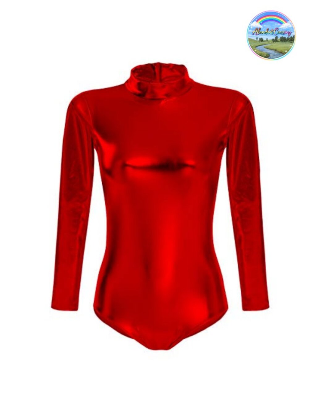 Metallic Liquid Shiny Long Sleeve Gymnastic Ballet Dance Leotard Bodysuit